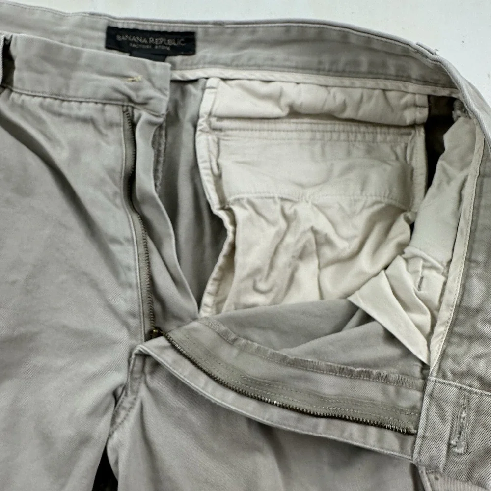 VTG Banana Republic‎ Mens 34 Army Cargo Shorts Beige Canvas Skater Y2K Military